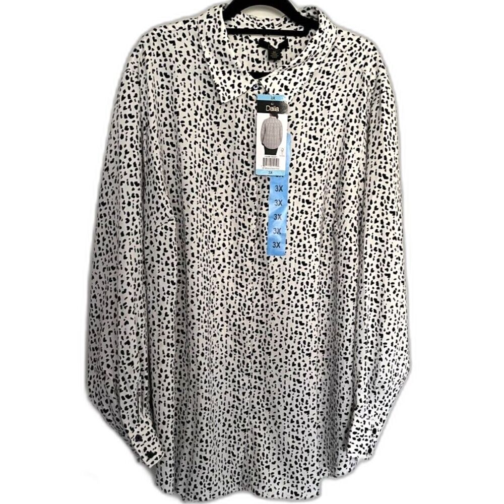 New Dalia Women's woven Blouse Animal Print SZ 3X